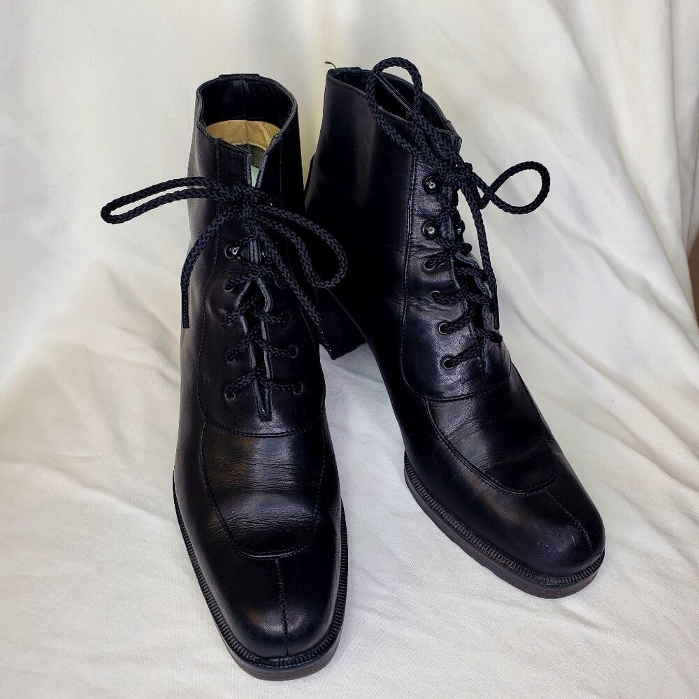 Barney's New York Lace-Up Women's Platform Boots Witchy US 7.5 EU 38 Black